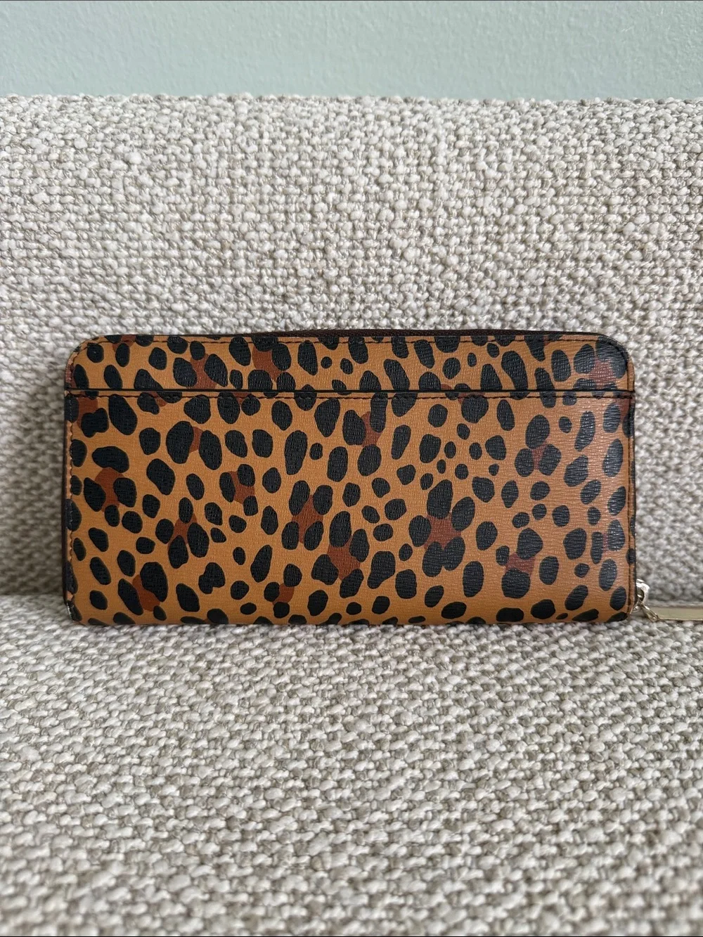 kate spade Leopard Print Zip-Around Wallet in Brown & Black